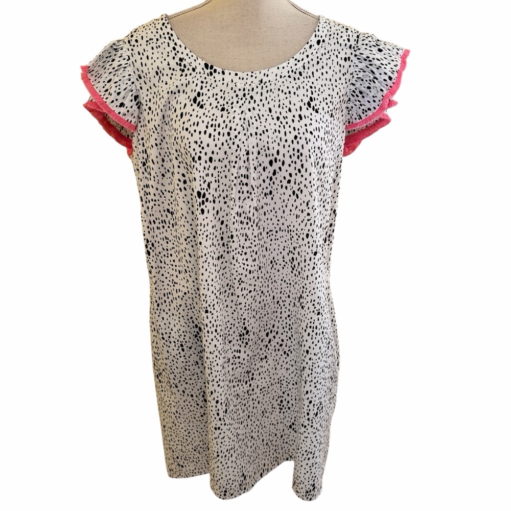 Persifor White with Black Spots Clare Shift Dress in Drip Drop Agate XL